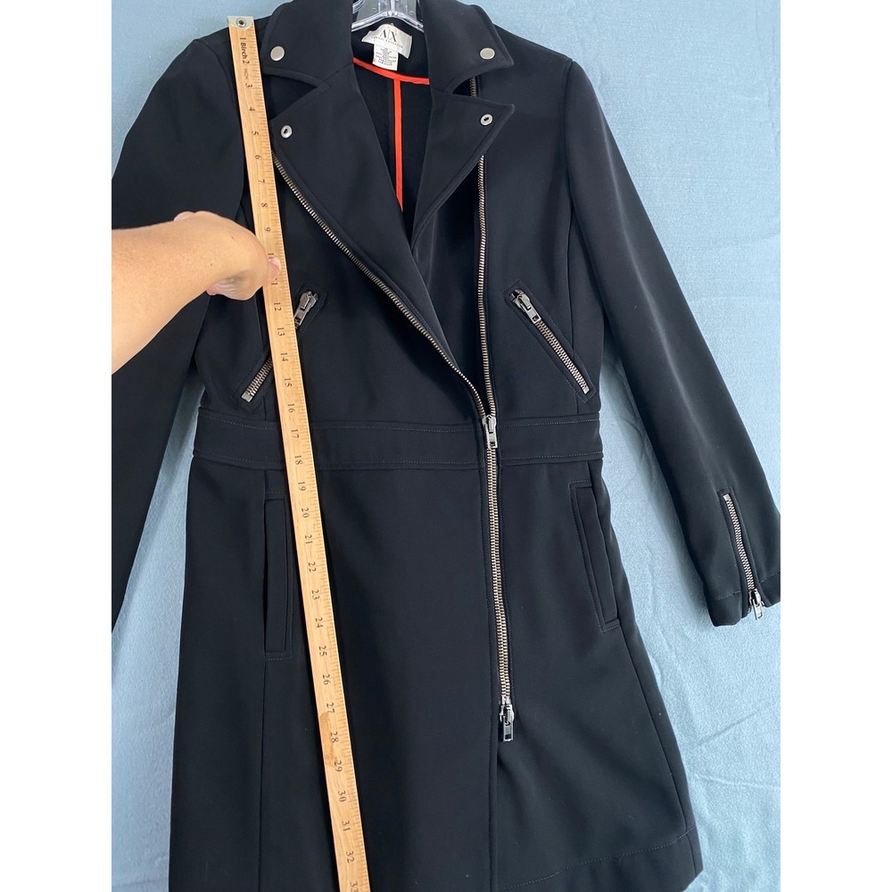 Armani Exchange Moto Trench Coat M Black Asymmetrical Zip Biker Jacket Modern - Picture 5 of 11